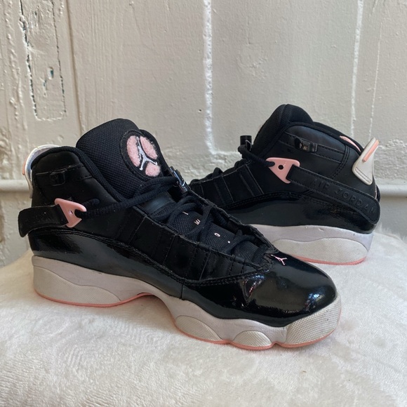 Jordan 6 Rings Black and Pink Sneakers Size 6Y - Picture 1 of 6